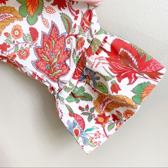 GRETCHEN SCOTT floral top Ruffle sleeve fall color RELISTED - Picture 6 of 9